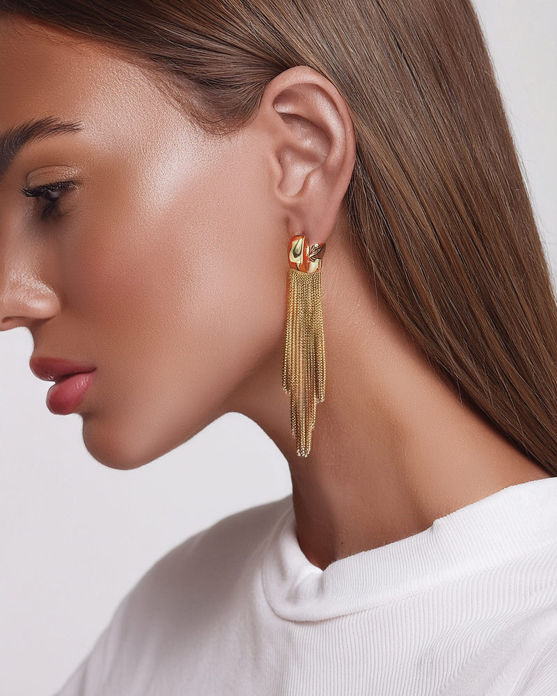 Gold Tassel Drop Earrings