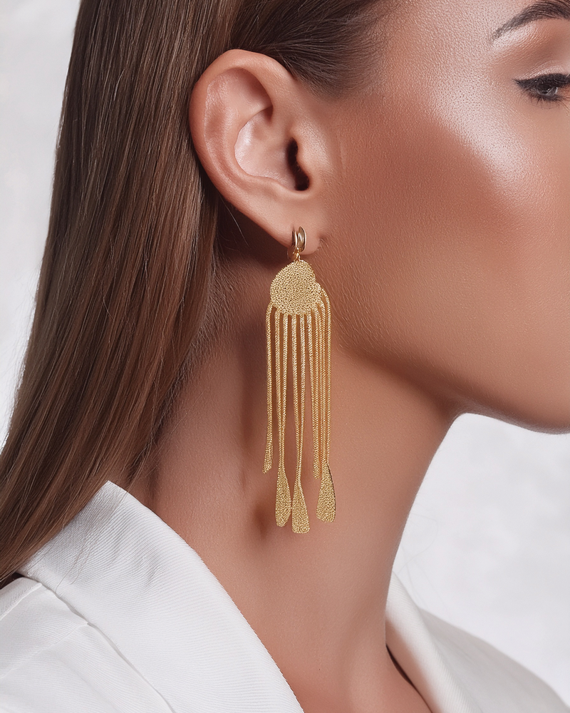 Gold Tassel Drop Earrings