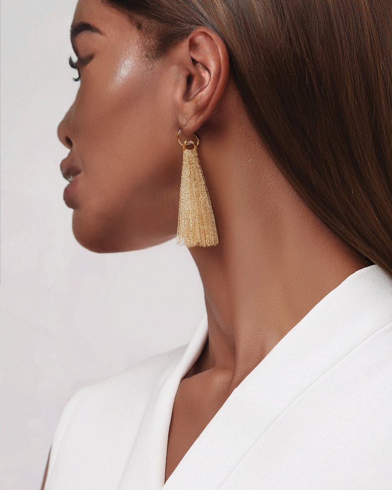 Gold Tassel Drop Earrings